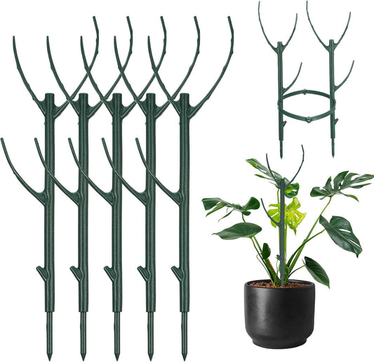 5 Pack Monstera Plants Support Stackable Plant Support Stakes Pothos Climber Supports Vine Plant Sticks Stakes with Plants Clips Ties for Indoor Outdoor Vine Orchid Perfect Moss Pole Replacement