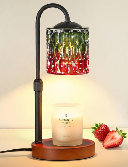 Briever Dimmable Candle Warmer Lamp with Timer, Height Adjustable Electric Candle Wax Warmer, Christmas Birthday Gifts for Women Mom, House Warming Gifts New Home Room Decor, Walnut Solid Wood Base