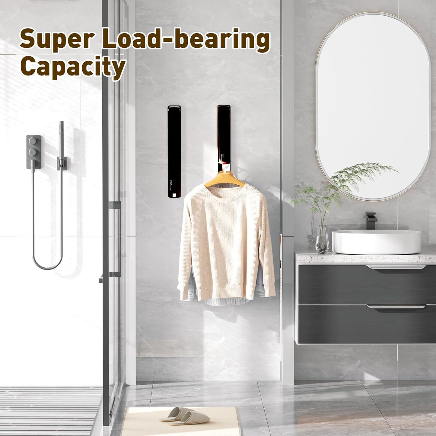 Clothes Drying Rack, Laundry Room Wall Mounted Retractable Clothes Hanger Drying Rack, Laundry Clothing Drying Rack Folding Indoor or Outdoor, Easy Installation Aluminium Dryer, 1pcs(White)