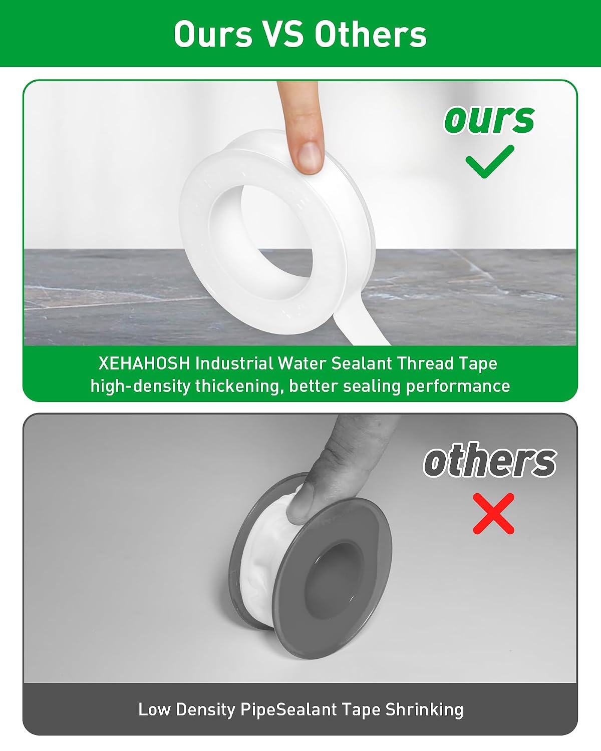 3 Roll Plumbers Tape, Teflon Water Pipe Sealing Tape, High-Density Thickening and Lengthen, High-Sealing Performance Waterproof Duct, Thread Seal, L 590 in x W 0.51 in. White