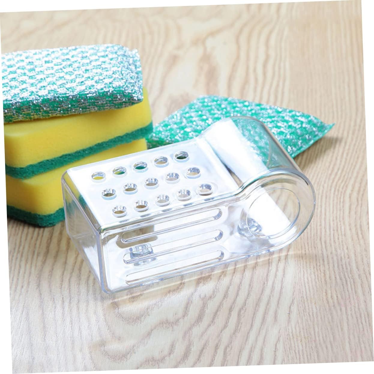 OUNONA 2-Piece Kitchen Sponge Holder Set Wall-Mounted Drying Rack for Duster Cloth and Kitchen Utensils Non-Drilling Storage Organizer for Sink and Countertop