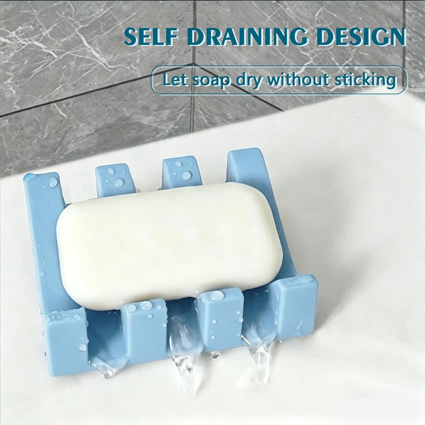 Self Draining Soap Dish Holder,Silicone Soap Dish,for Bathroom,Kitchen, Sponges，Can Extend Soap Life，Keep Soap Bars Dry and Easy Cleaning (White,1-Pack) - Colors B