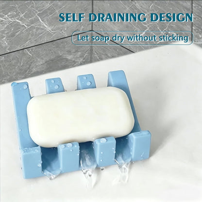 Self Draining Soap Dish Holder,Silicone Soap Dish,for Bathroom,Kitchen, Sponges，Can Extend Soap Life，Keep Soap Bars Dry and Easy Cleaning (White,1-Pack) - Colors B