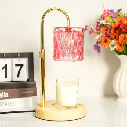 Candle Warmer Lamp with Timer and Dimmable, Electric Wax Melt Candle Warmers Height Adjustable with 2 Bulbs, Birthday Gifts for Women House Warming, Home Decor for Scented Jar Candles(Clear)