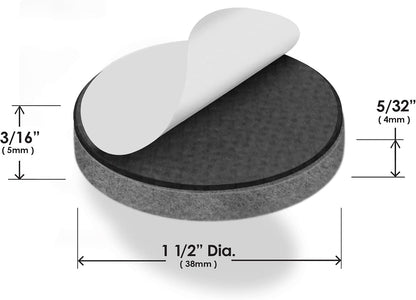 Slipstick Premium Wool Felt Furniture Pads/Floor Protectors (1 Inch Round Value Pack) Includes 40 Heavy-Duty Felt Chair Leg Pads with Self-Stick Adhesive, Gray, CB115