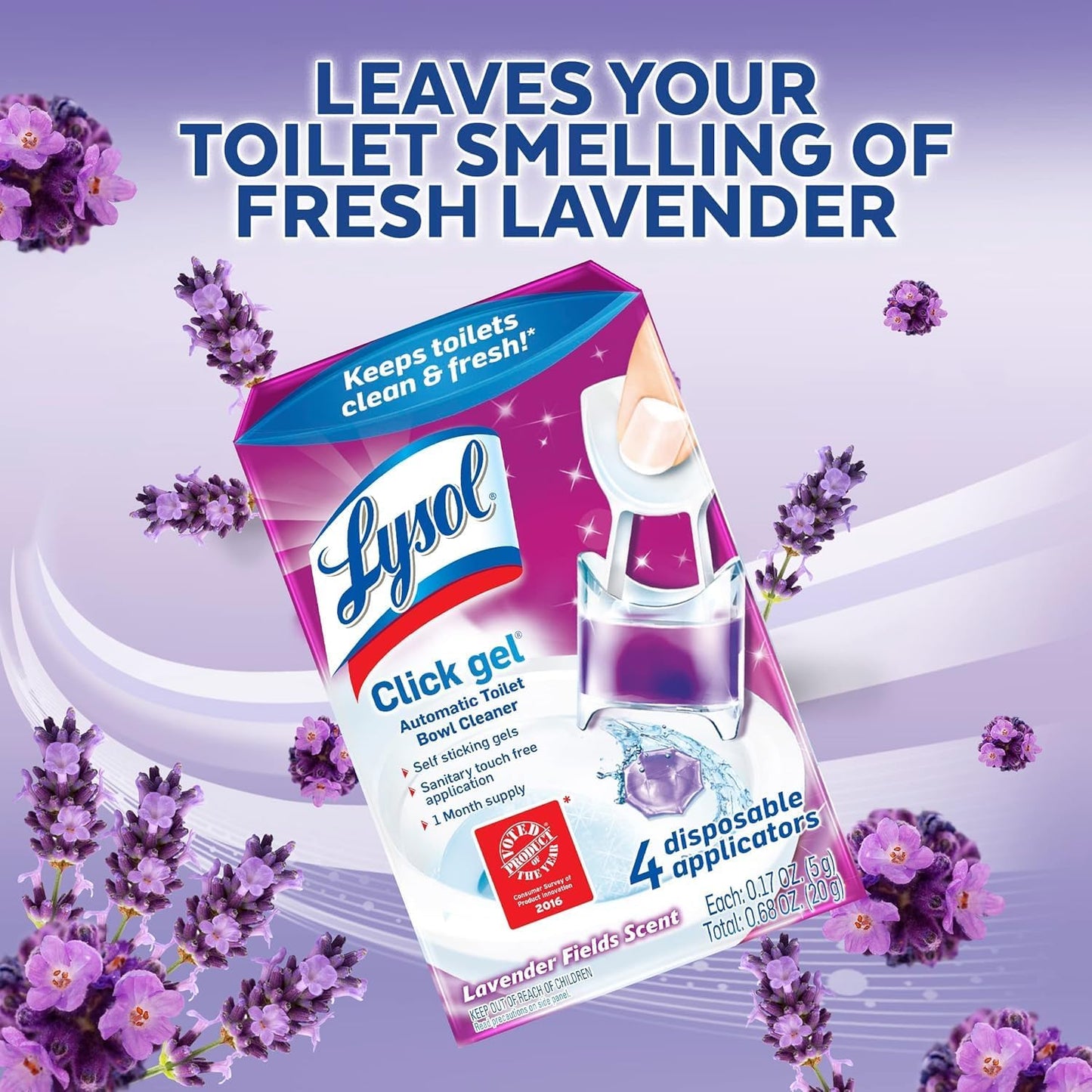 Lysol Click Gel Automatic Toilet Bowl Cleaner, Toilet Gel Stamp, Toilet Freshener, Bathroom Essentials, Refreshing Mango & Hibiscus Scent, 6 Count (Pack of 1)