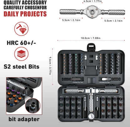 VMAN Ratchet Screwdriver Set, magnetic Screwdriver sets, S2 Steel Bits, DIY Combination Flexible Shaft, Suitable for Furniture Assembly, Precision Electrical Appliance Repair, Bicycle Tools
