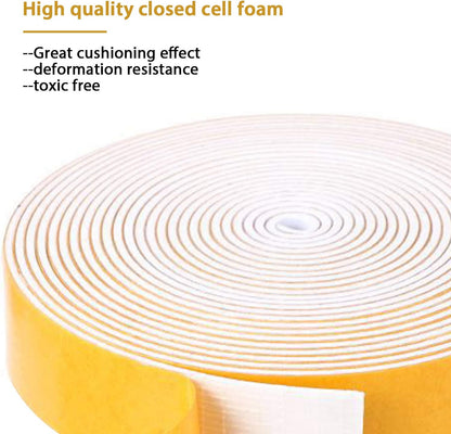 Door Weather Stripping-3 Rolls, 1/2 Inch Wide X 1/2 Inch Thick Total 20 Feet Long, Adhesive Foam Seal Tape for Window Insulation(6.5ft x 3 Rolls)