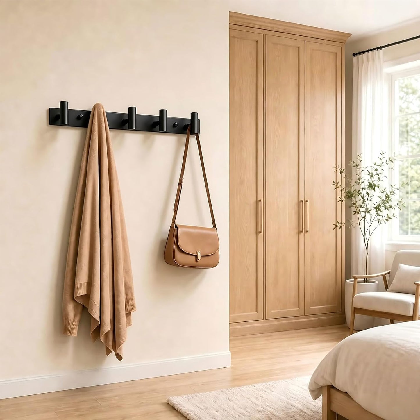 Wall Mounted Coat Rack-3 Hooks, Heavy Duty Stainless Steel Wall Hooks for Towel Coat Bag, Hat Rack Coat Hanger Coat Hooks Towel Racks for Bathroom Entryway Kitchen Office (Silver, 1 Pack)