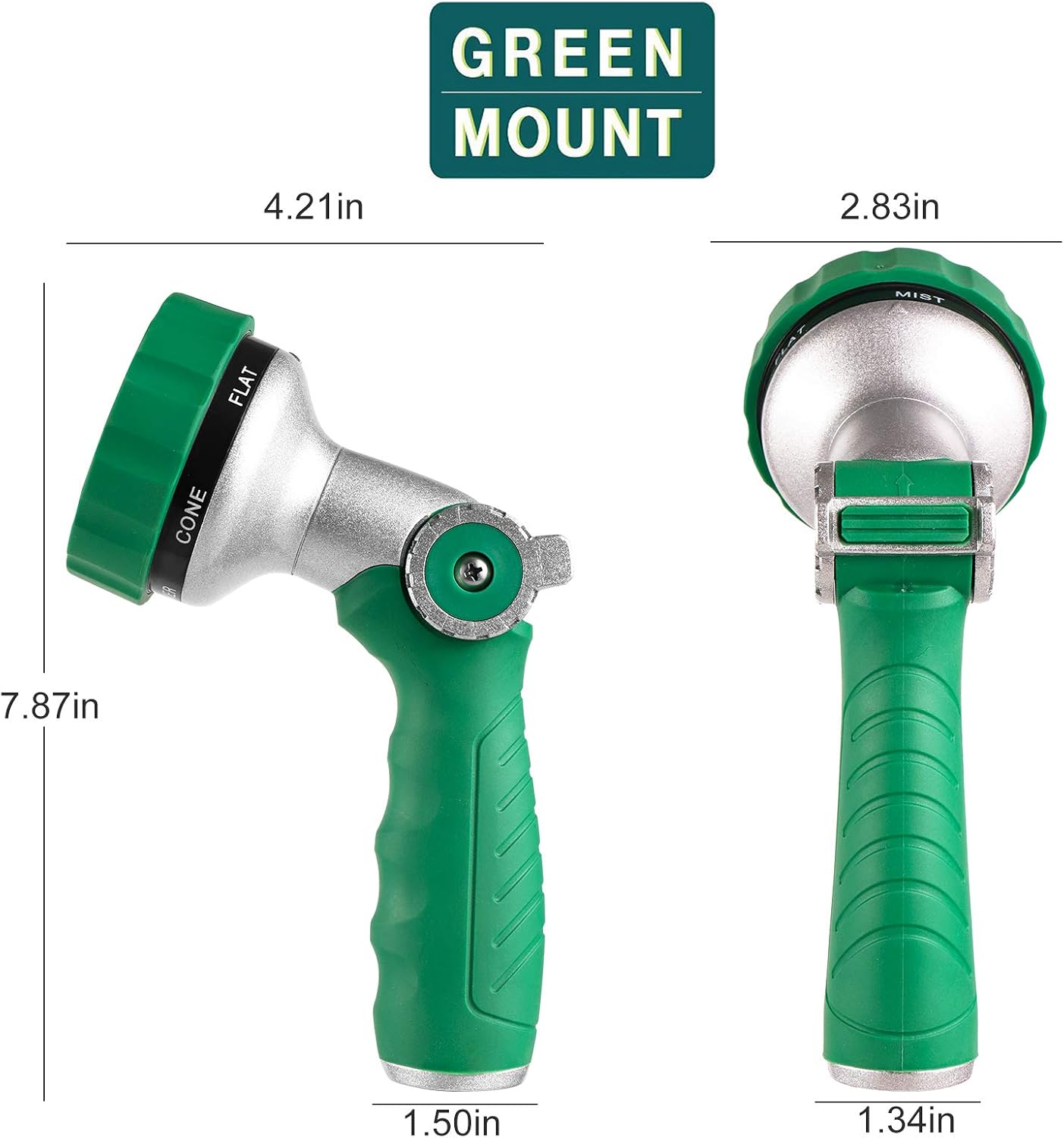 GREEN MOUNT Garden Hose Nozzle, Water Hose Spray Nozzle with Thumb Control On Off Valve for Easy Water Flow Control, Black-grey