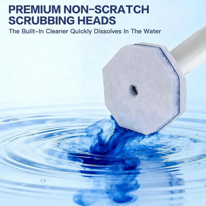 50 Pack Disposable Toilet Brush Refills, Universal Compatible Replacement Heads, 3-Layer Deep Cleaning Sponges for Bathroom Wand, Blue & White Striped Scrubbers