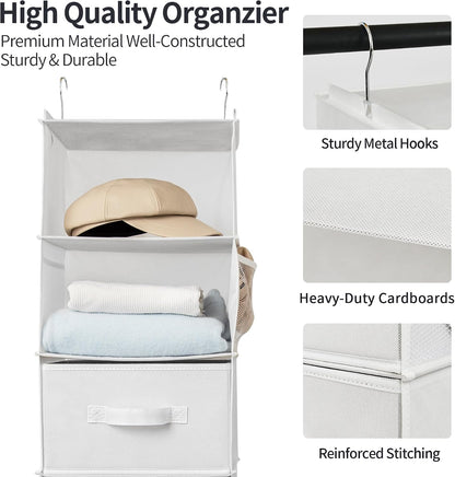 GRANNY SAYS Hanging Closet Organizer 6 Shelves, Closet Organizers and Storage with 5 Drawers, 6 Side Pockets Closet Hanging Organizer, Hanging Storage Organizer for Closet, Baby Clothes, Gray
