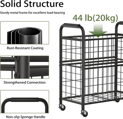 Laundry Hamper 3 Section, 145L Rolling Laundry Sorter Basket with Wheels, 3 Compartment Clothes Organizer Cart, Pull-Out Removable Bags for Laundry Room, Bathroom, Bedroom, White