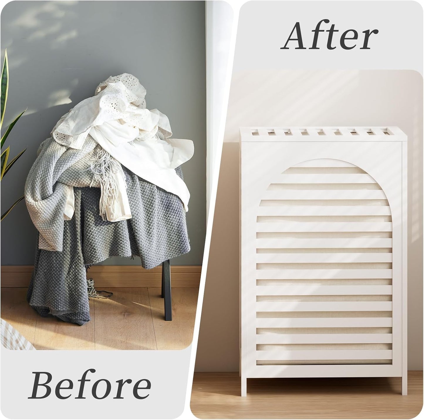 Laundry Hamper with Lid,Bamboo Large Waterproof Clothes Laundry Basket,Removable Washing Bags with Handles,clothes basket (Natural)