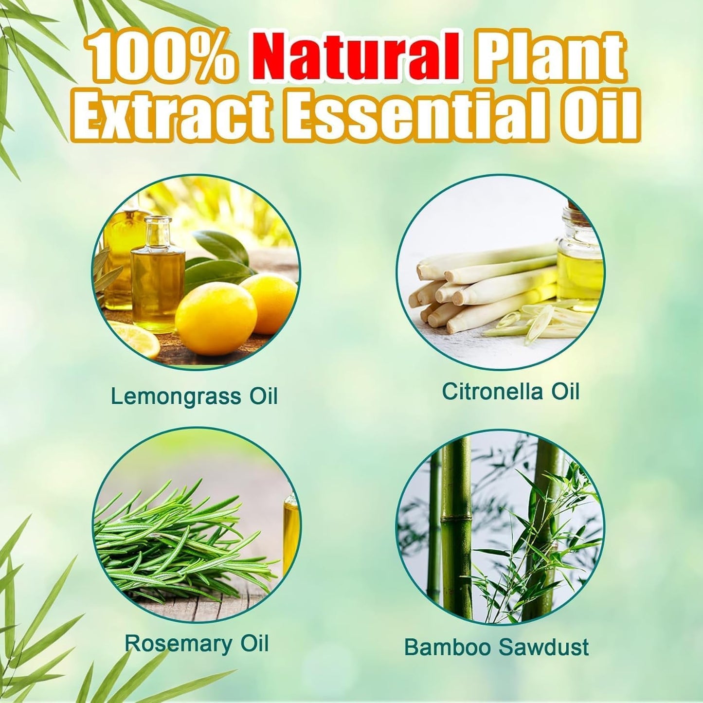 Mosquito Repellent Outdoor Patio 100 PCS Citronella Oil Mosquito Incense Sticks, Plant-Based Indoors Gnat Control for Camping Essentials, Fishing, Hiking, Yard, Backyard Travel