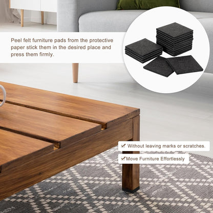 uxcell Furniture Pads, 16Pcs 2.5" - Square Self Adhesive Felt Furniture Pads, Floor Protectors for Furniture Feet Chairs Legs Hardwood Floors (Brown)