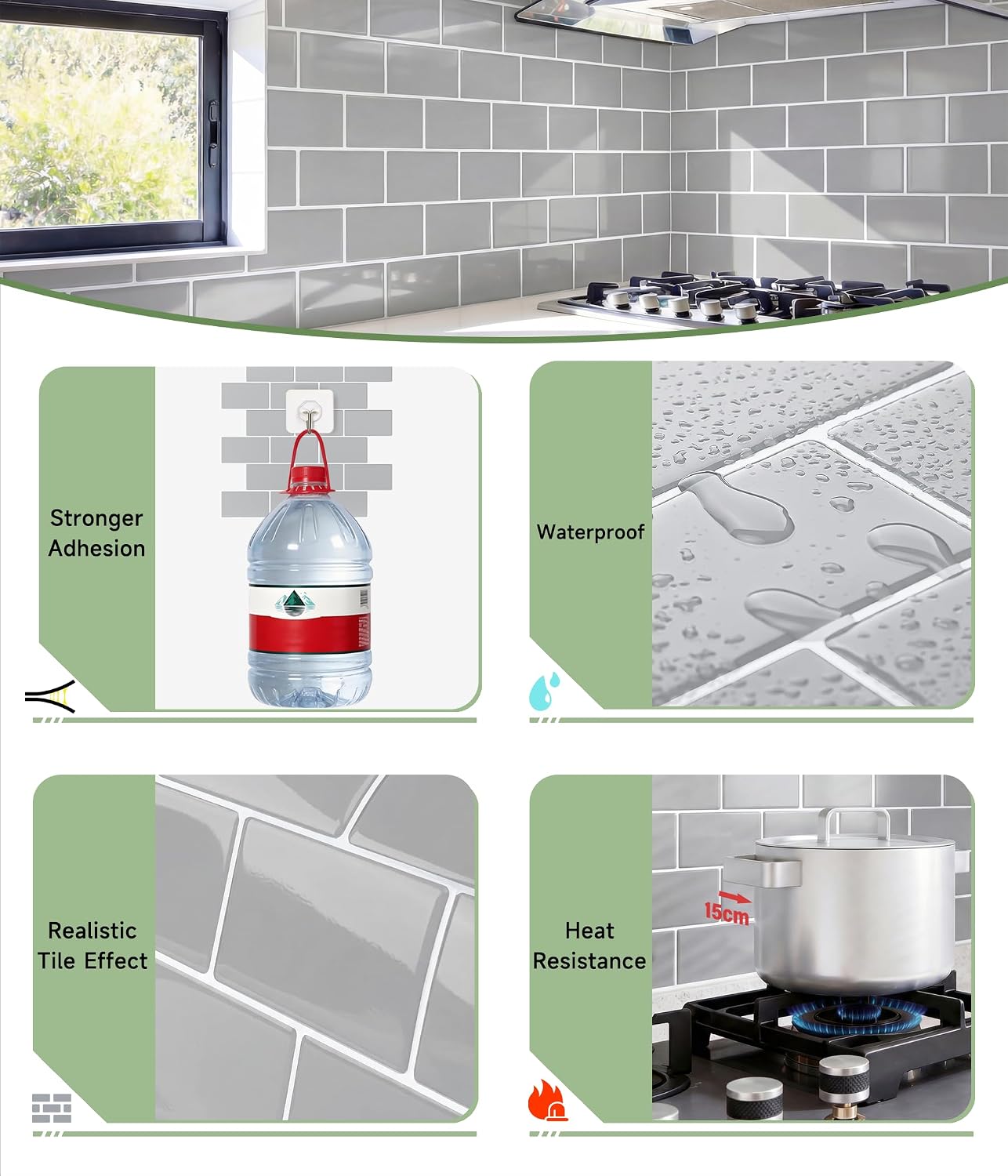 Yoillione Peel and Stick Backsplash for Kitchen: Self Adhesive Wall Tiles for Bathroom - Vinyl Thick Back Splash Tile (10, Light Coffee)