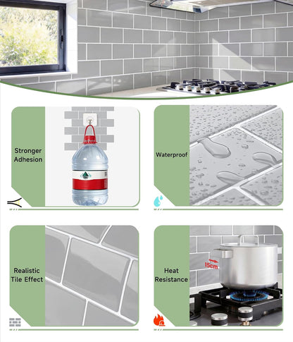 Yoillione Peel and Stick Backsplash for Kitchen: Self Adhesive Wall Tiles for Bathroom - Vinyl Thick Back Splash Tile (10, Light Coffee)