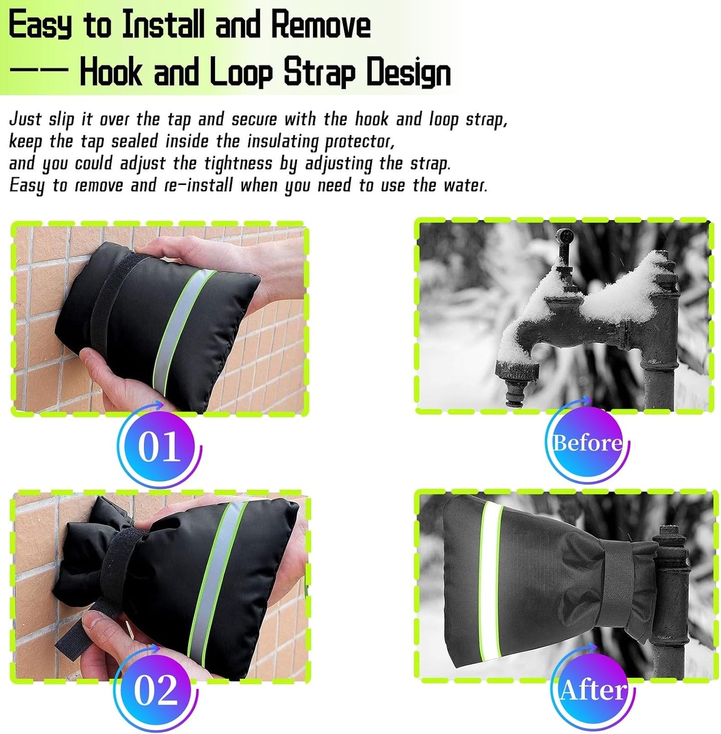 Outdoor Faucet Cover for Winter - Pro 7.1" W x 9.8" H - 2 Pack Outdoor Water Faucet Cover Socks for Winter Freeze Protection Pipe Insulation Reusable Waterproof Insulated Spigot backflow Cover