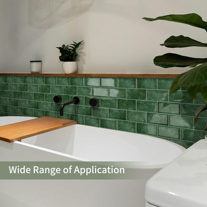 10-Sheet Thick Peel and Stick Kitchen Backsplash Tiles(Green,12"×12") | 3D Subway Waterproof Self-Adhesive Wall Tile Stick on Backsplash for Kitchen and Bathroom