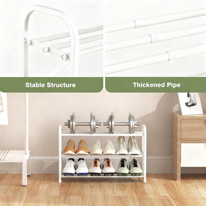 4-Tier Expandable Shoe Rack, Stackable and Adjustable Shoes Organizer Storage Shelf, Sturdy and Durable Metal Structure Free Standing Shoe Rack for Closet Entryway Doorway