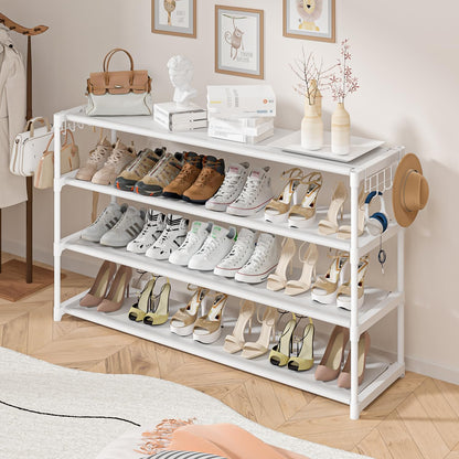LUKYTOWER Extra Long Shoe Rack 2 Tier Shoe Storage Organizer Wide Stackable Shoe Organizer Racks for Closet Entryway,Shoe Shelf Stand Sturdy Durable Shoes Rack Holder Save Space