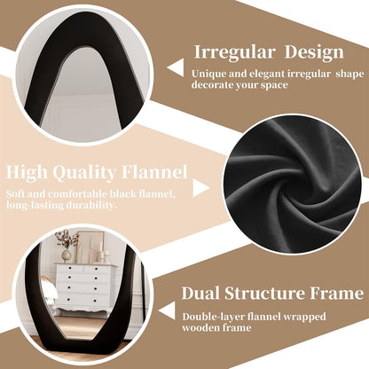 71"x32" Flannel Full Length Mirror, Arched Mirrors Full Length with Stand, Flannel Floor Mirror for Bedroom and Living Room, Full Body Mirror Hanging or Leaning, White