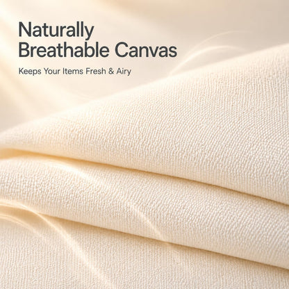 3-Pack Large Canvas Comforter Storage Bags for Clothes Sweater Clothes Organizer with Dual Zipper Three Carrying Handles for Blanket Closet Storage Container