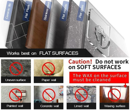 D Global Clear Adhesive Wall Hooks, Heavy Duty Self Adhesive, Waterproof & Removable, No Damage for Bathroom Kitchen Outdoor Use (12 Separable Large Hook)