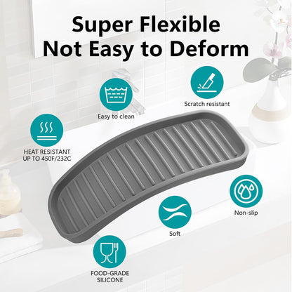 Silicone Sponge Holder Kitchen Sink Organizer Tray Dish Caddy Soap Dispenser, Scrubber Spoon Holder,Dishwashing Accessories 2 Pack (Black)