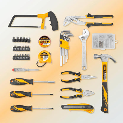 TOLSEN Auto Repair Tool Set Home Mechanic Tool Kit with Toolbox | Portable Complete General Basic Home Tool Kit and Reversible Ratchet Socket Set for Men Women