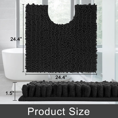 Yimobra Bathroom Rugs Non Slip Washable - Ultra Soft Absorbent Chenille Bath Mat, Quick Dry Shaggy Floor Carpet for Tub Shower, Gray Home Decor Accessories, 24x17 Inch