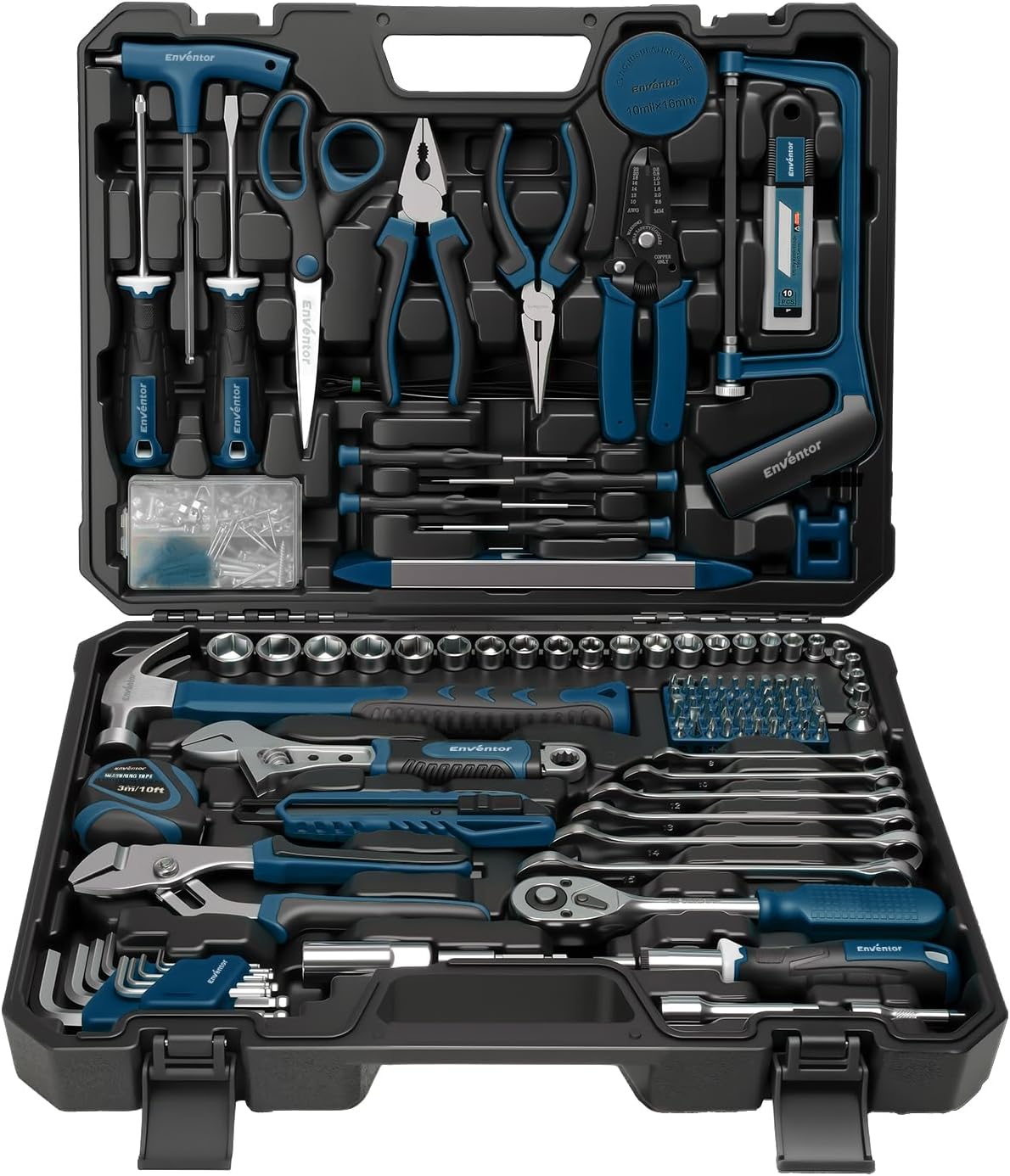 Enventor Pink Tool Kit Set for Women, 146PCS General Household Hand Tool Kit with Storage Toolbox, Ladies Small Basic Tool Kits for Home Maintenance, DIY Projects