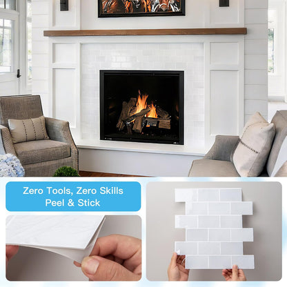 Art3d Peel and Stick Backsplash for Kitchen White Subway (10 Tiles, Thicker Design)