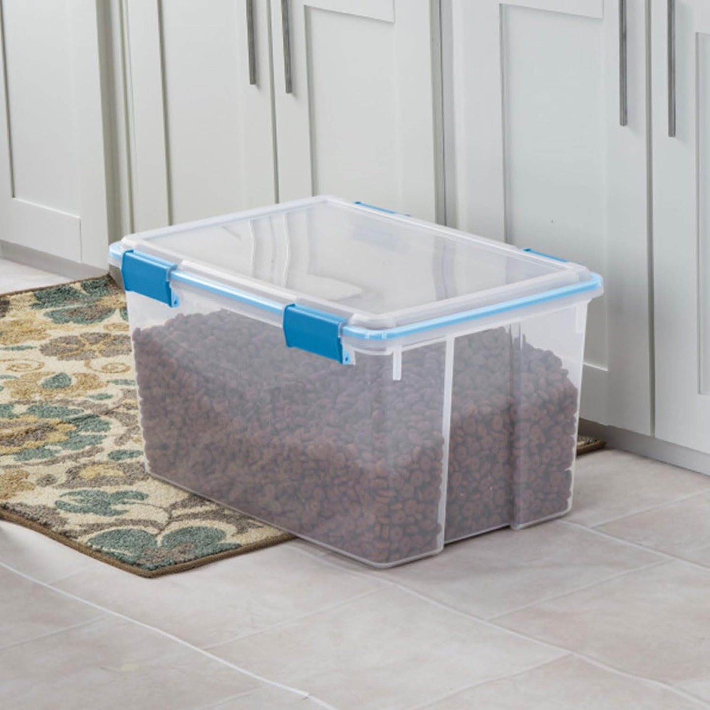 Sterilite 4-Pack Gasket Box, Home Storage Organizer Bins with Lids, 37 Quart – Stackable Clear Plastic Containers for Bedroom, Bathroom, Garage, Basement, or Attic