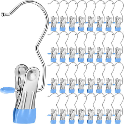 Yinder 150 Pcs Boot Hangers Clips Laundry Hooks Hanging Stainless Steel Clothes Pins Portable Clip Hangers for Closet Travel Socks Pants Handbags Hats Towels (Beige)