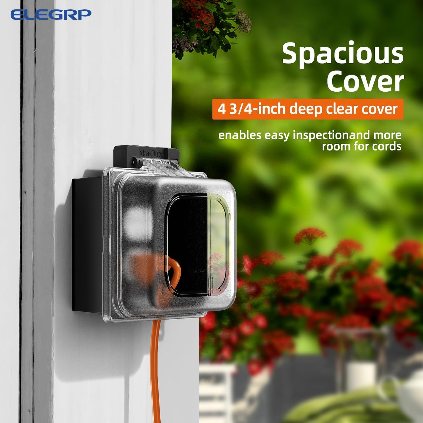 ELEGRP Weatherproof Outdoor Outlet in-Use Cover, Horizontal/Vertical Mount, Heavy-Duty Clear Cover for GFCI/Decorator Receptacles, Standard 1-Gang, UL/CUL Certified, 1 Pack