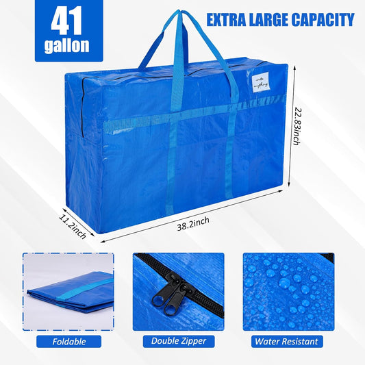 Windyun 4 Pack 57 Gallon Extra Large Moving Bags XXL Heavy Duty Storage Bag with Strong Zipper Handle Jumbo Big Tote Box Foldable for College Dorm Travel Clothes Duffle Blanket Pillow(Red)