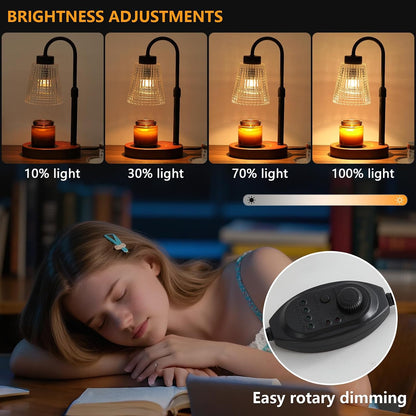 MEIXISUE Candle Warmer Lamp with Timer and Dimmer,Electric Gold Light Gifts for Women Melt Wax Warmer Lamp with 2 Bulbs for Candle Jars House Warming New Home Decor Bedroom