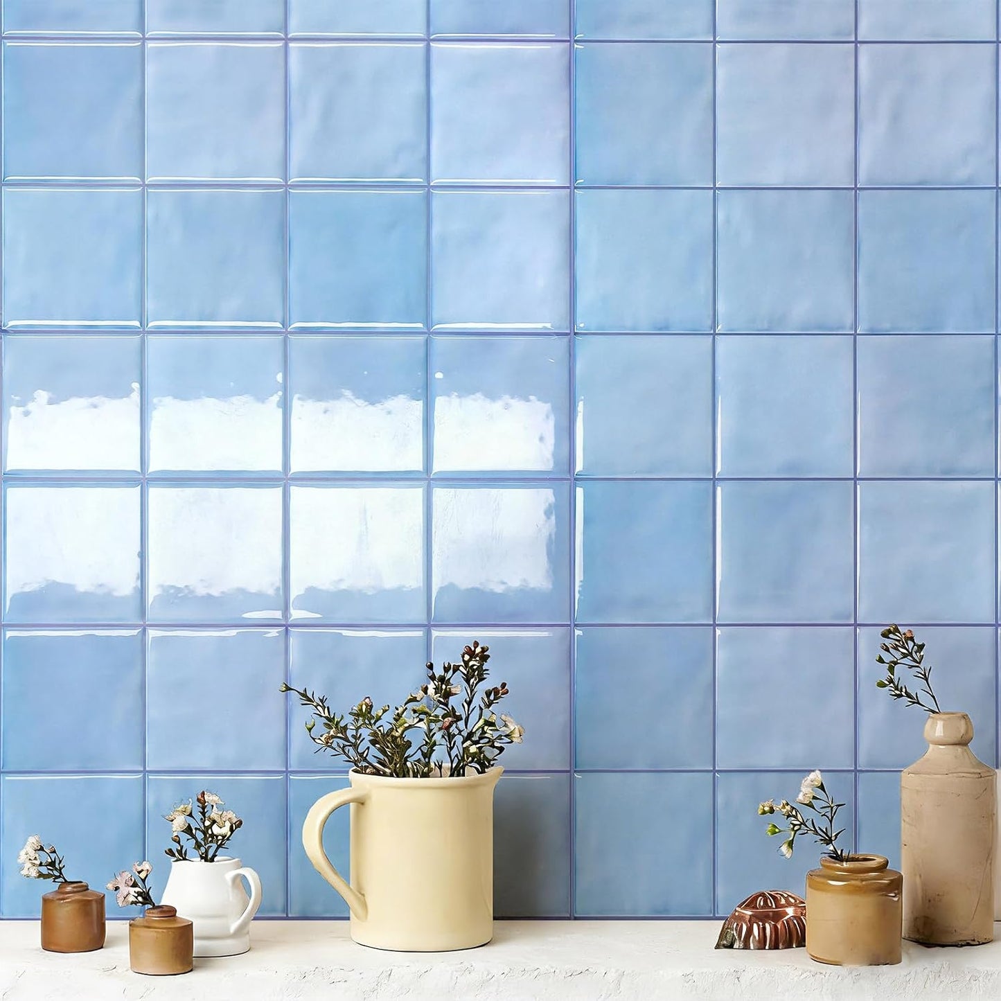 5 Sheets Peel and Stick Backsplash, Self Adhesive Wall Tiles, 3D Adhesive Tile Backsplash, 12"x12"Premium Self Adhesive Wall Tiles Peel and Stickfor Kitchen, Bathroom, RV(Spring Moss)