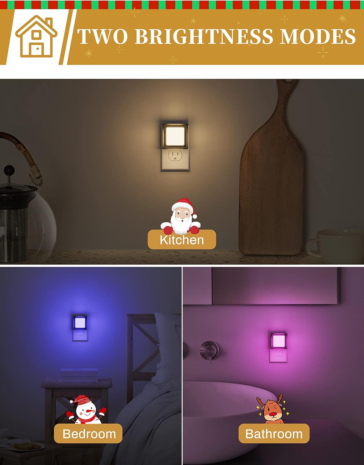 DORESshop LED Night Light, Night Lights Plug Into Wall [2 Pack] with Dusk-to-Dawn Sensor, Dimmable Nightlights, Adjustable Brightness for Bathroom, Hallway, Bedroom,Kids Room,Stairway,Soft White