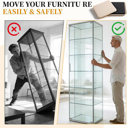 4Pcs 4.7" Square Furniture Sliders for Carpet Large Furniture Movers Sliders Reusable Furnitures Moving Pads Slider for Hardwood Floors Sofa Bed Couch Chair Fridge Heavy Duty Easily Move