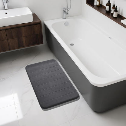 Yimobra Memory Foam Bath Mat, Super Soft Absorbent Bathroom Rug Non Slip, Quick Dry, Machine Washable Floor Carpet for Tub Shower, Home Decor Accessories, 24x17, Grey