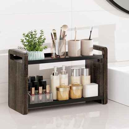 Bathroom Counter Organizer,Bathroom Counter Shelf,Bathroom Organizers,Under Sink Organizer,Cologne Organizer For Men,Colognes Stand,Cologne Cabinet,Vanity Shelf(Black 2 Tier)