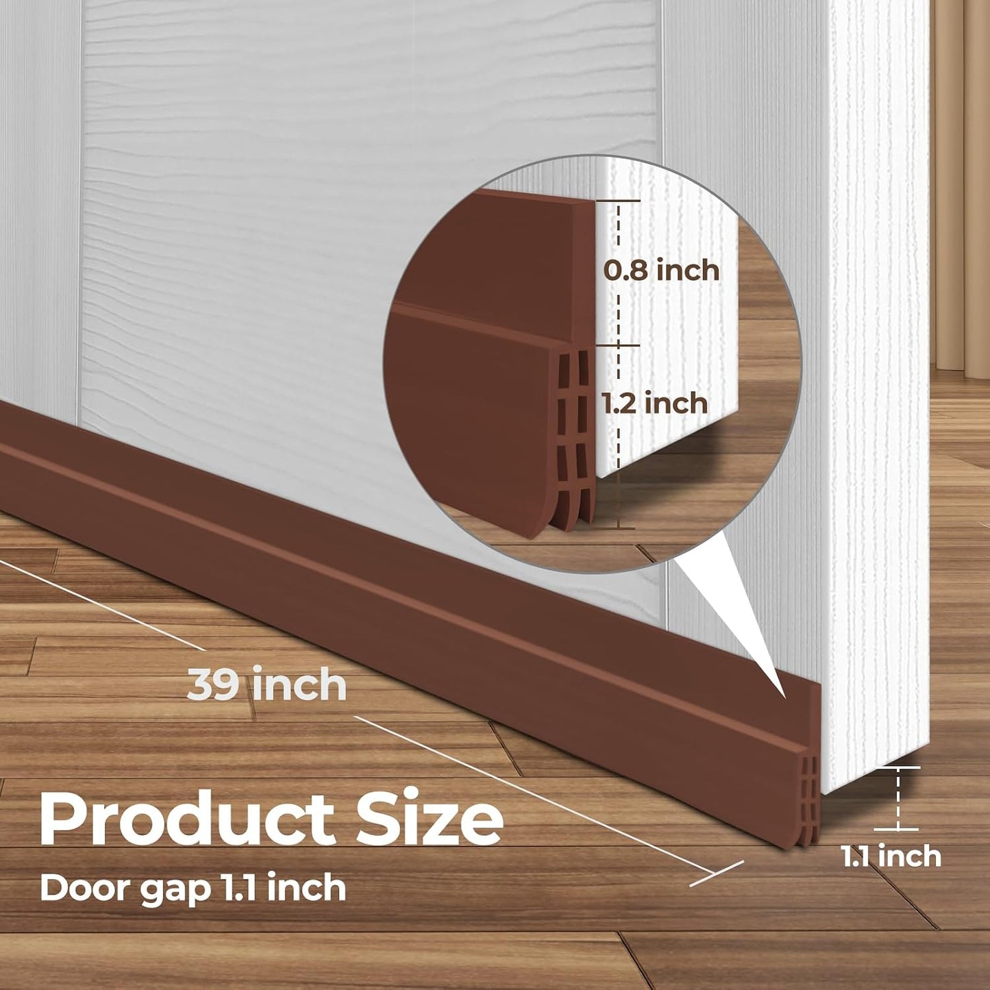 Door Draft Stopper, Ohuhu 39"L x 2"W Silicone Weather Stripping Under Door Seal for Exterior Interior Doors, 1" Widened Strong Adhesive, Soundproof Door Sweep Strip to Block Cold, Noise, Light Pests