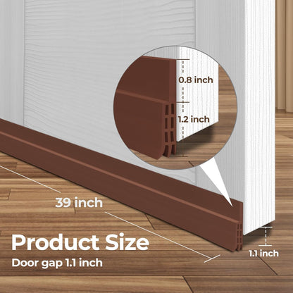 Door Draft Stopper, Ohuhu 39"L x 2"W Silicone Weather Stripping Under Door Seal for Exterior Interior Doors, 1" Widened Strong Adhesive, Soundproof Door Sweep Strip to Block Cold, Noise, Light Pests