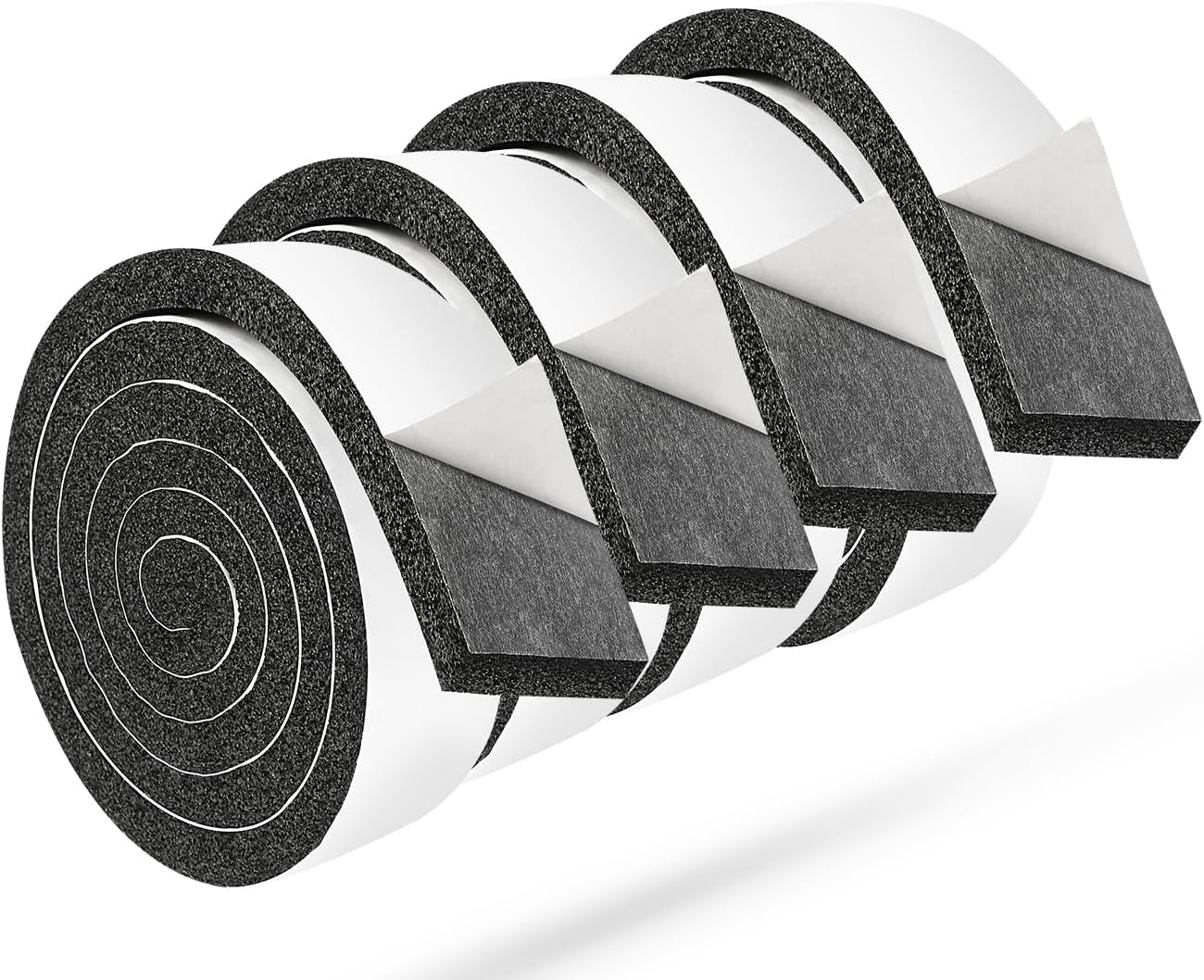 Seal Foam Tape,1/2 Inch W x 1/8 Inch T Weather Stripping for Door and Window,High Density Single Sided Closed Cell Door Insulation Weather Strip, 3 Rolls Total 50FT Black