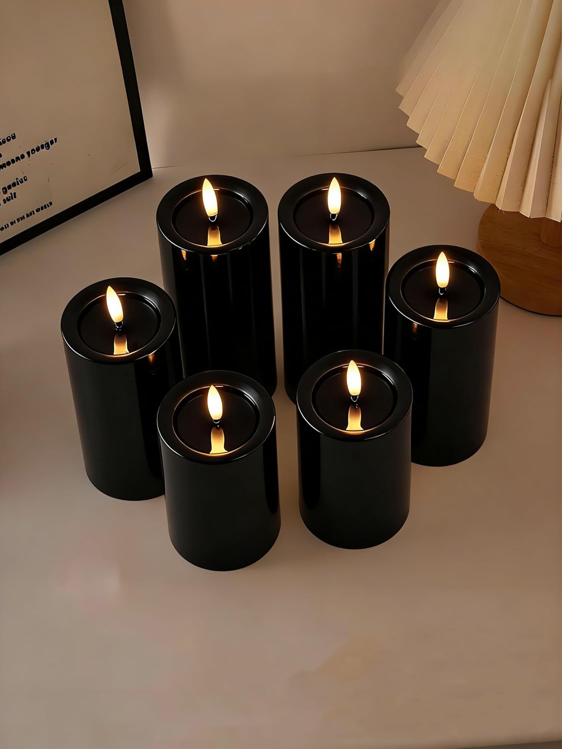 Gmnee 3"x6" Outdoor Waterproof Flameless Candles with Remote and Timers, LED Candles, Battery Operated Candles, Electric Fake Pillar Candles for Patio, Porch, and Lanterns Decor (White, Plastic)