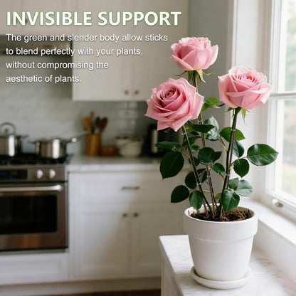 15Pcs Orchid Stakes,SupKing 17.7 Inch Plant Support Sticks Invisible Bendable Green Pole Rods for Small Indoor Outdoor Potted Plants Comes 20Pcs Ties