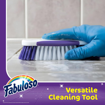 Fabuloso Cleaning Brush, Compact Hand Scrub Brush with Easy Grip Rubber Texture for Kitchen, Bathroom, Tile, Baseboards and Floors, Firm Bristles for Indoor Surface Cleaning, White & Purple, 6 Inch